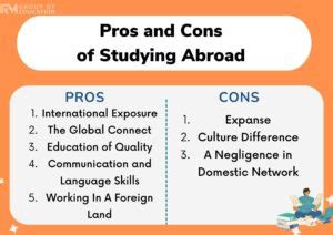 studying abroad pros and cons