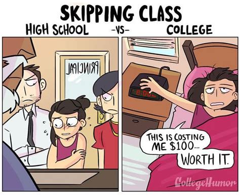 studying in high school vs college meme