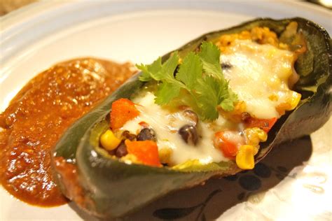 stuffed poblano peppers with mole sauce