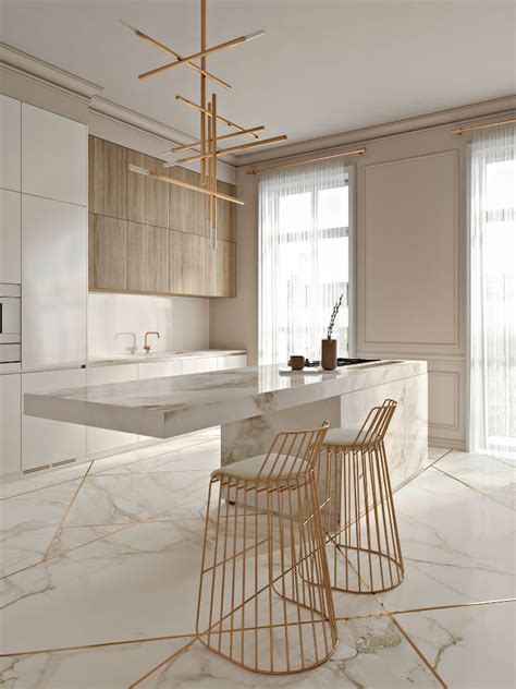 Stunning Elegant Kitchen With Gold Touches Modern kitchen design