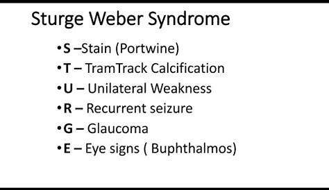 Mnemonic for the clinical features of Sturge Weber Syndrome.