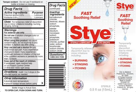 stye eye drops ingredients