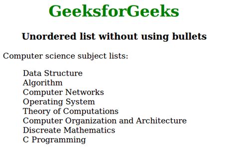 Style Unordered List No Bullets