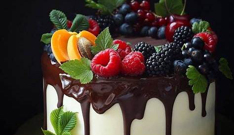 Stylish Cake Happy Birthday Elegant Fruit Cake Design Topped Decorated With Fresh