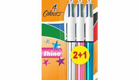 Stylo à bille 4 couleurs Shine BIC les 2 stylos à Prix