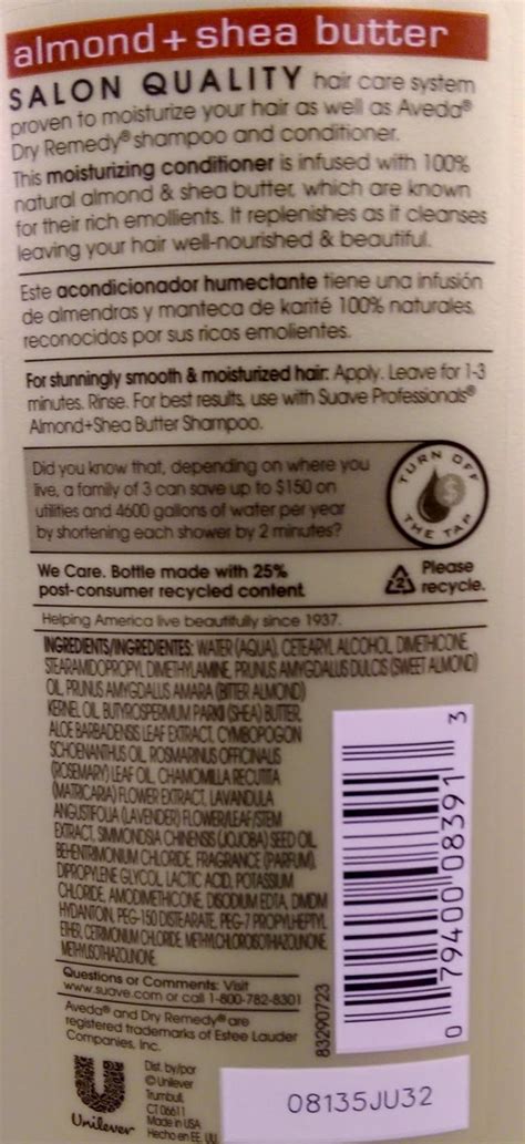 suave shampoo ingredients label