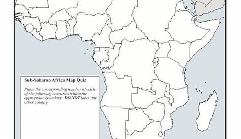 SubSaharan Africa Map Quiz Graphic Organizer for 7th