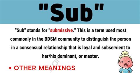 sub meaning slang