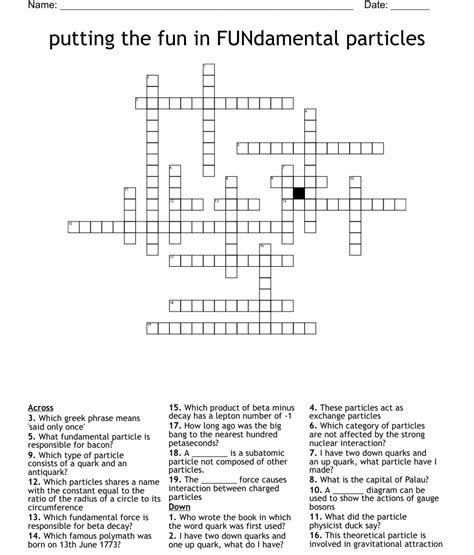 putting the fun in FUNdamental particles Crossword WordMint