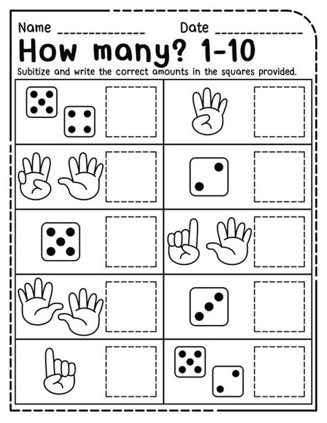 Subitizing Worksheets For Kindergarten