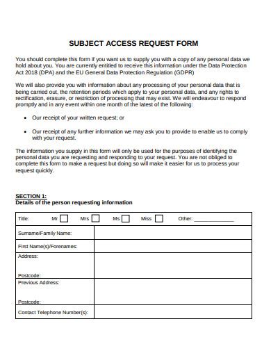 Subject Access Request Log Template