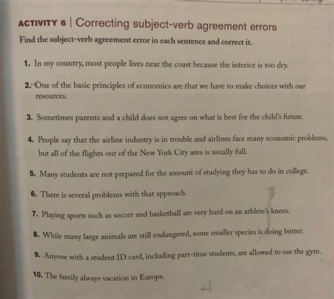 subject verb agreement error examples with answers