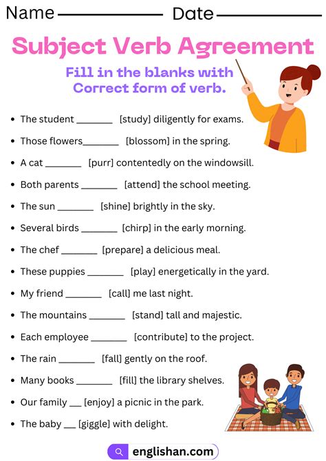 subject verb agreement exercises with answers pdf class 8