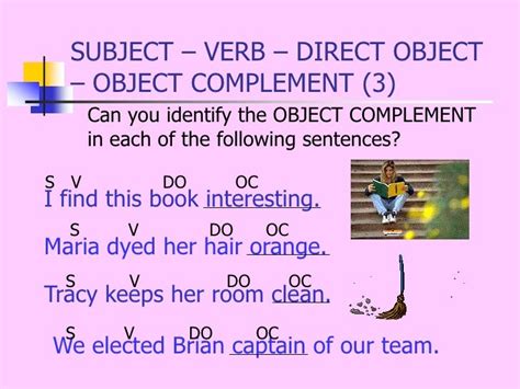 subject verb direct object object complement examples