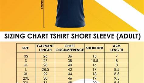 Sublimation Shirt Size Chart
