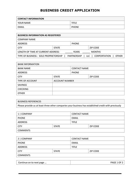 Submit Credit Application Template