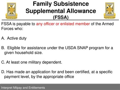 subsistence alws military pay
