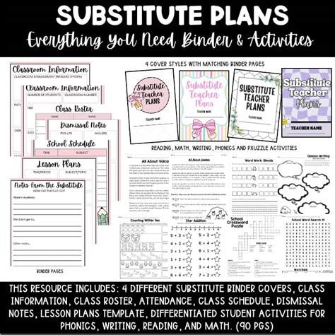 Substitute Binder For Teachers