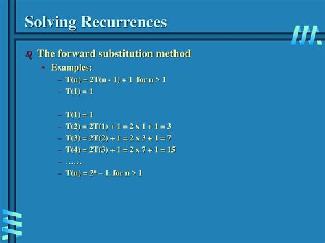 substitution method for solving recurrences examples
