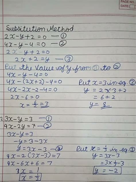 substitution method questions with answers class 10