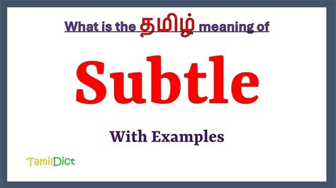 subtly meaning in tamil with example sentence