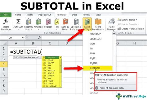 Excel Subtotal Command