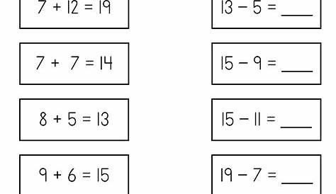 Subtracting To 20 Worksheets