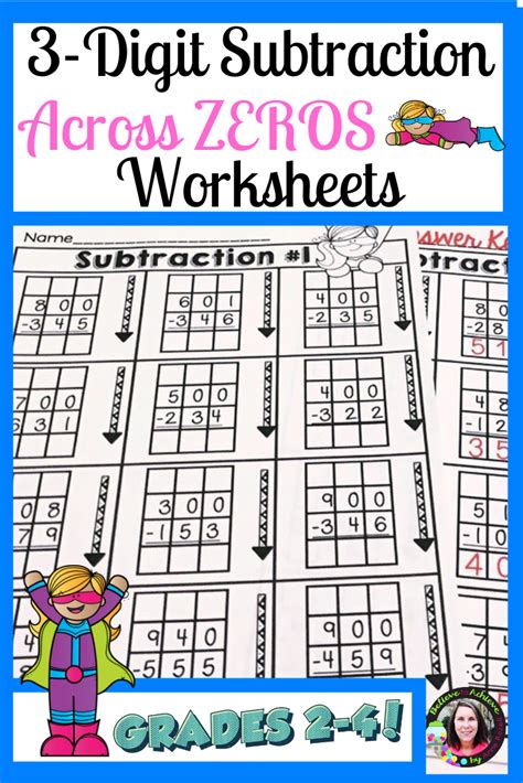 subtracting across zeros worksheet grid paper
