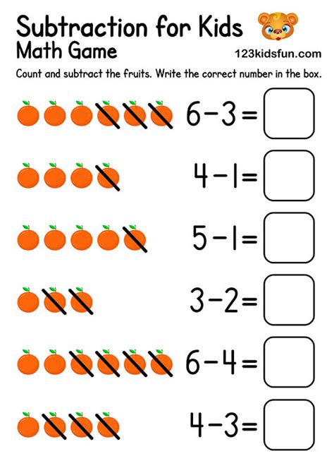 subtraction worksheet for kindergarten pdf