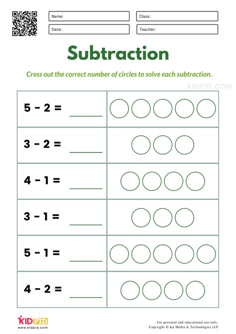 subtraction worksheets for kindergarten with pictures