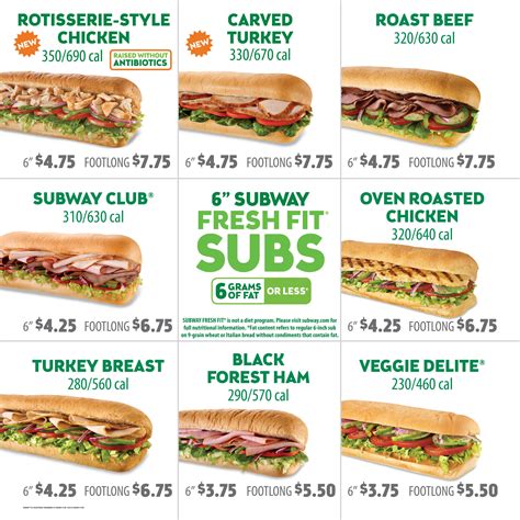 Subway Restaurant Menu