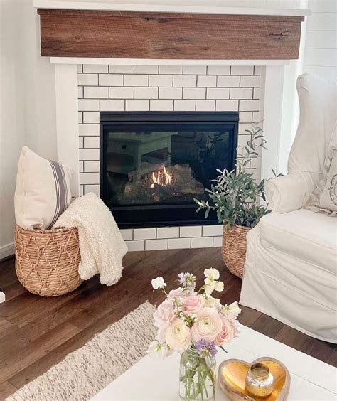 Subway Tile Around Fireplace