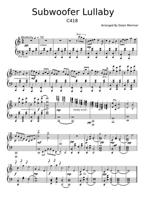 Subwoofer Lullaby Piano Sheet Music OnlinePianist