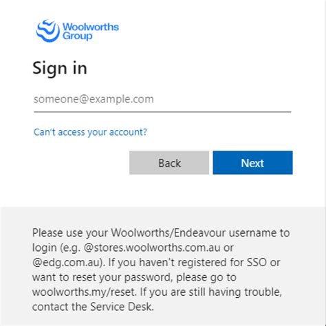 successfactors woolworths login page