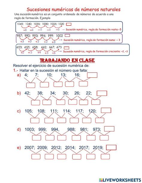 Actividad online de Sucesiones Numéricas