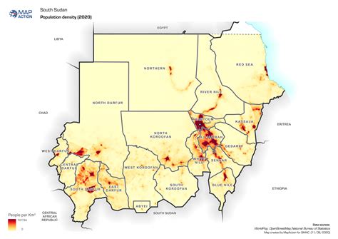 sudan population map