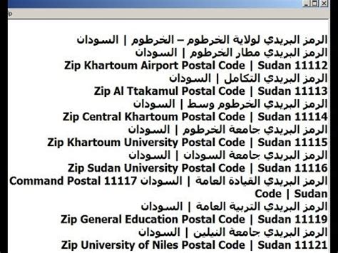 Sudan Postal Code List