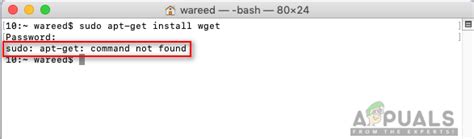 sudo apt get command not found macos