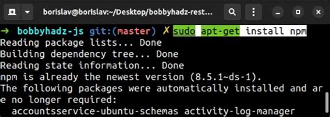 sudo apt install npm error