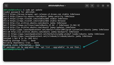 sudo apt update command in ubuntu