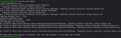 sudo apt update failed to fetch wsl