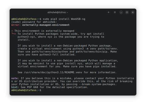 sudo pip3 install docker compose error externally managed environment