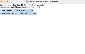 sudo port install bash curl libusb