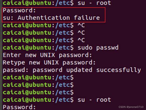 sudo su su authentication failure