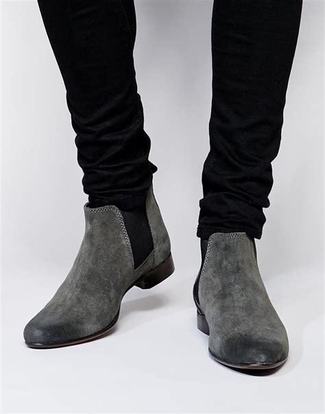 suede chelsea boots for men grey
