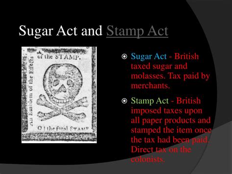 Sugar Act Tea Act Stamp Act