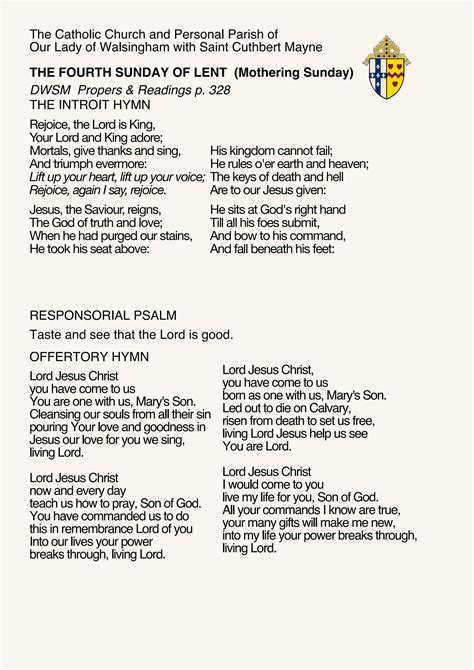 suggested hymns for this sunday catholic