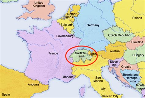 suiza en el mapa de europa