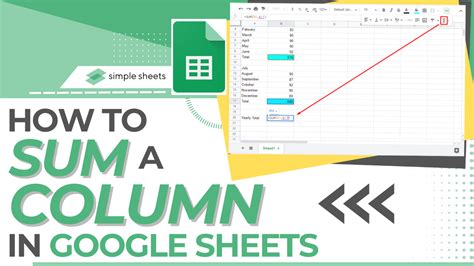 sum all numbers in column google sheets