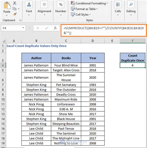 sum duplicate values only once in excel